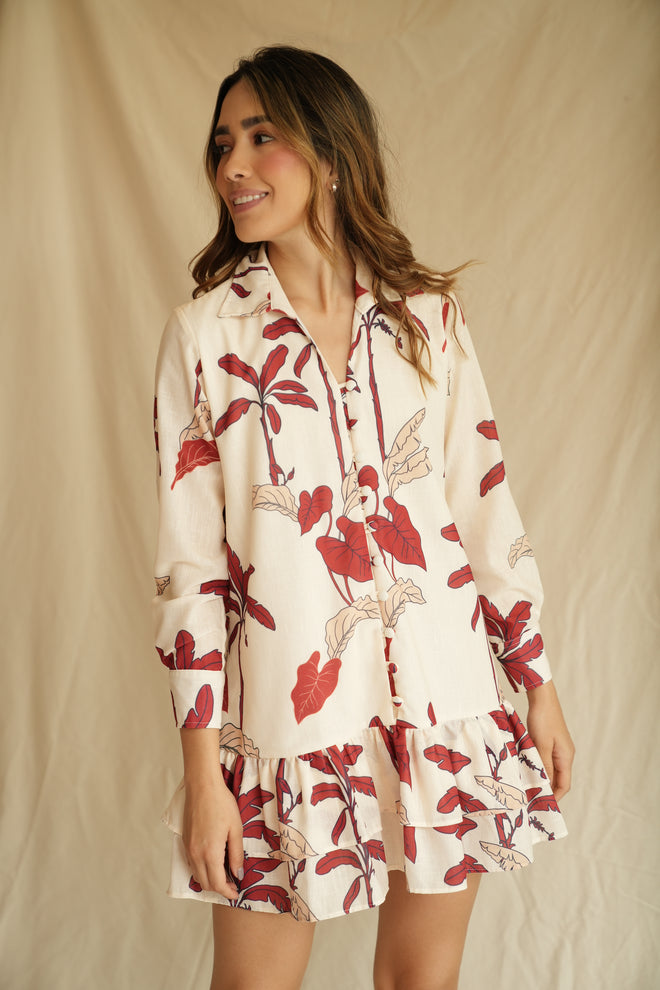 VESTIDO BOTANICO ROJO