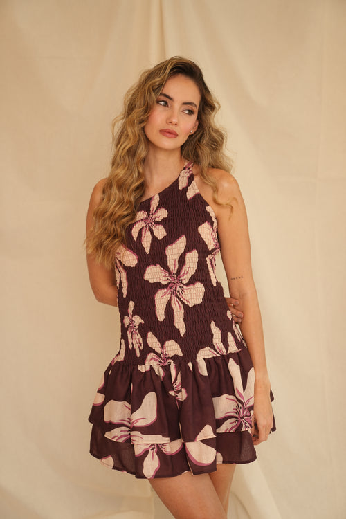 VESTIDO FLOR DE LUNA VINO