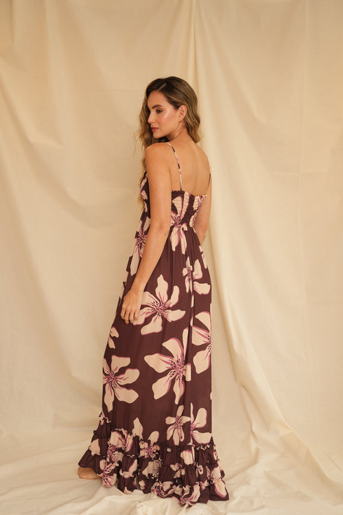 VESTIDO FLOR DE CREPÚSCULO VINO