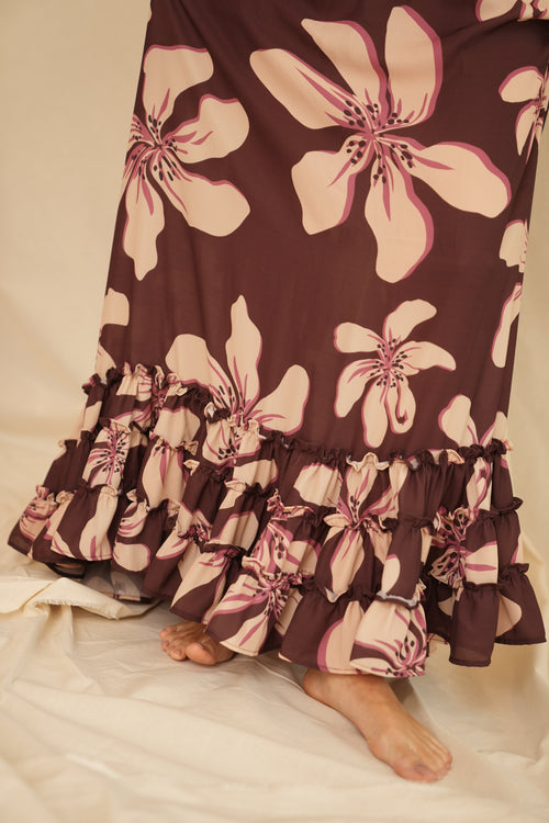 VESTIDO FLOR DE CREPÚSCULO VINO