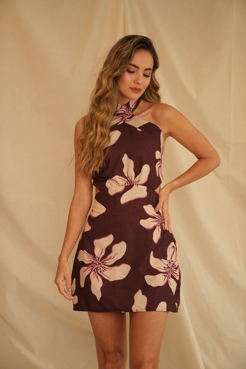 VESTIDO MYSTIC BLOOM VINO