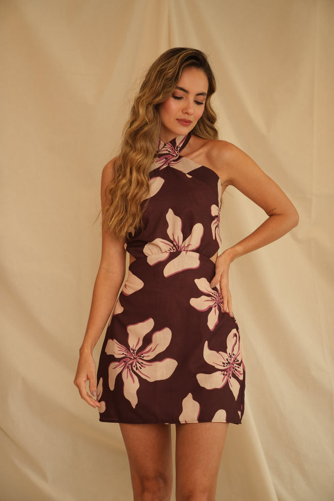 VESTIDO MYSTIC BLOOM VINO