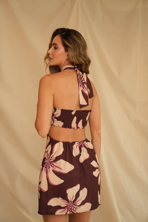 VESTIDO MYSTIC BLOOM VINO