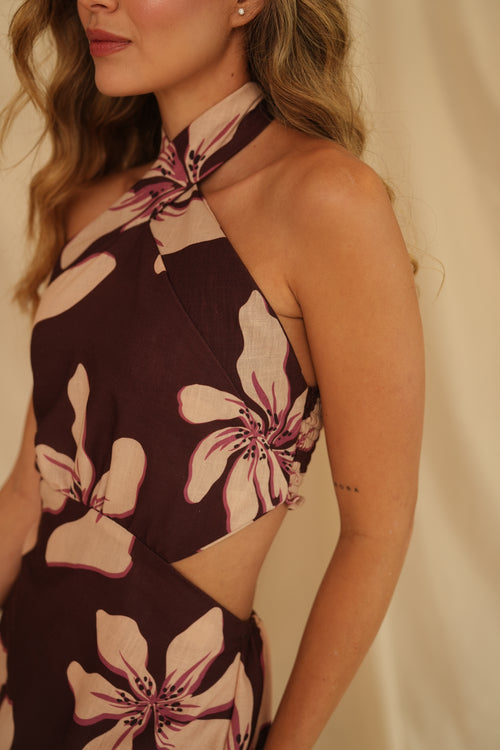 VESTIDO MYSTIC BLOOM VINO