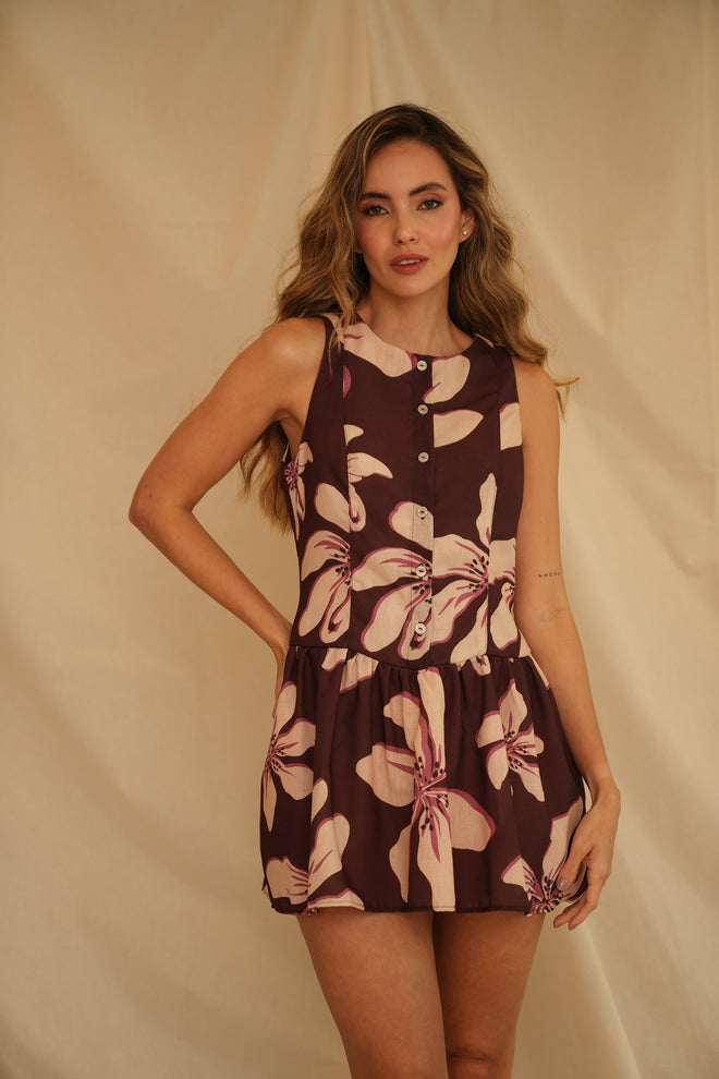 VESTIDO ORQUÍDEA SAUVAGE VINO