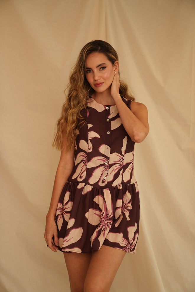 VESTIDO ORQUÍDEA SAUVAGE VINO