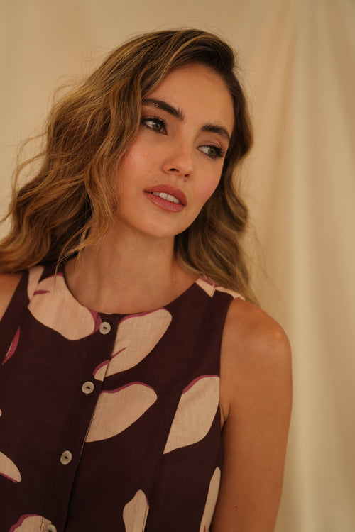 VESTIDO ORQUÍDEA SAUVAGE VINO