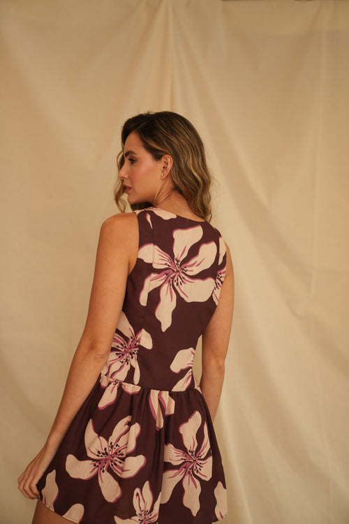 VESTIDO ORQUÍDEA SAUVAGE VINO