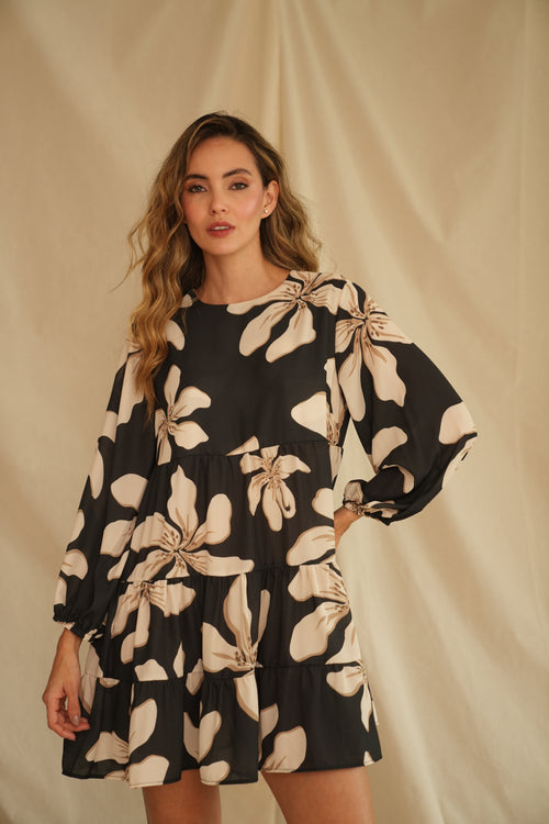 VESTIDO LIRIO CARMESÍ NEGRO