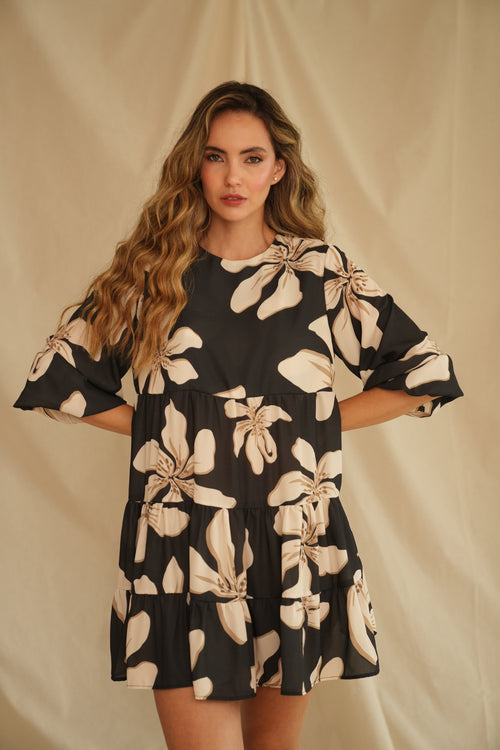 VESTIDO LIRIO CARMESÍ NEGRO