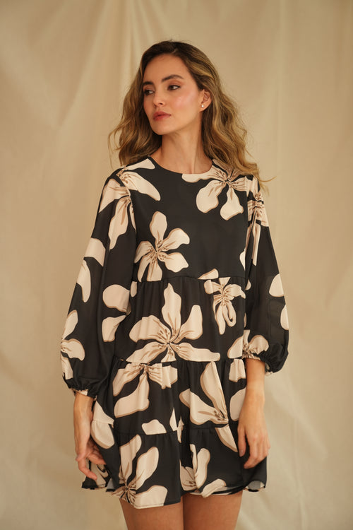 VESTIDO LIRIO CARMESÍ NEGRO