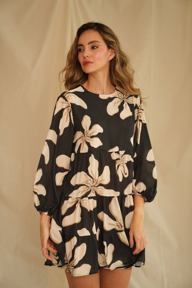 VESTIDO LIRIO CARMESÍ NEGRO