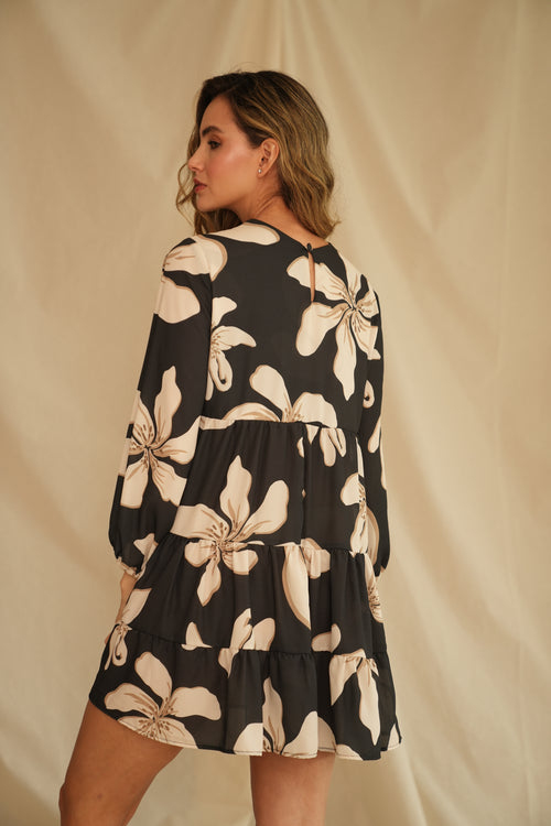 VESTIDO LIRIO CARMESÍ NEGRO