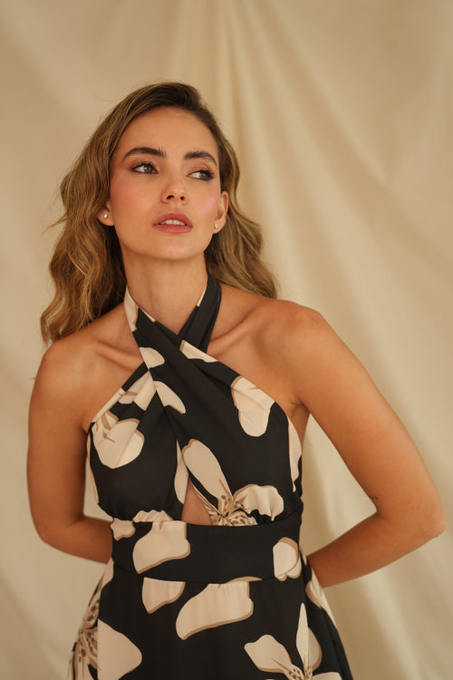 VESTIDO NUIT ROSÉ NEGRO