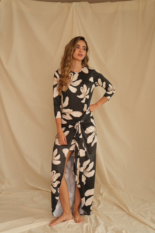 VESTIDO JAZMIN BURDEOS NEGRO