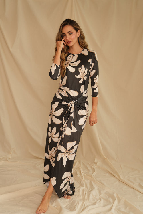 VESTIDO JAZMIN BURDEOS NEGRO